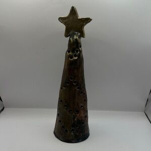 Handmade ceramic tree figurine for use with candle inside base